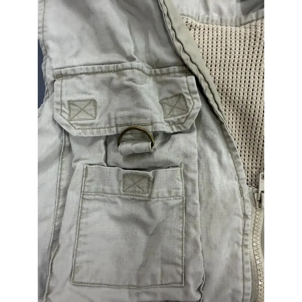 Cabela's Men's MD Regular Fishing Vest Khaki Cotton Multi Pocket Utility